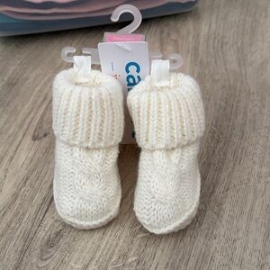 Soft Knit Baby Booties in Cream